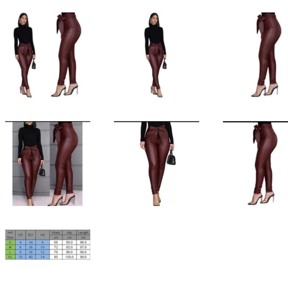 Paperbag Waist Faux Leather Pants - Picture 8 of 8